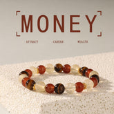Handmade gemstone bracelet featuring Citrine, Tiger Eye & Red Agate for prosperity & career growth.